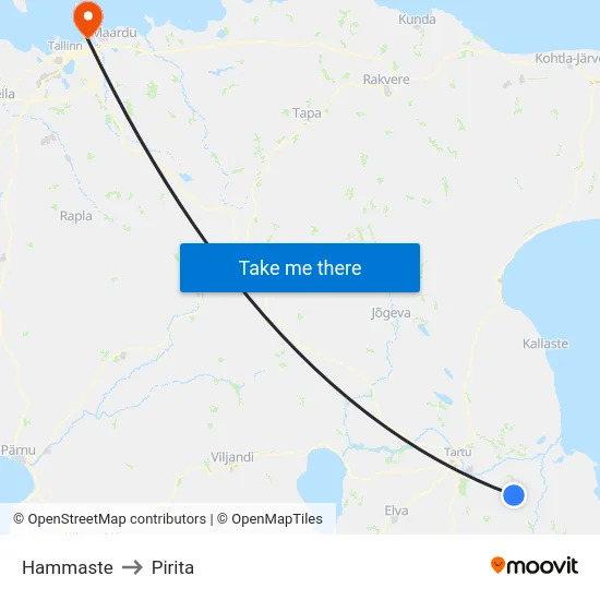 Hammaste to Pirita map