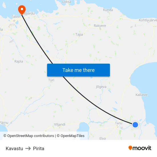 Kavastu to Pirita map