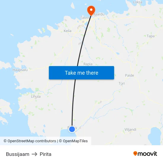 Bussijaam to Pirita map