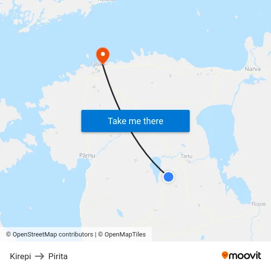 Kirepi to Pirita map