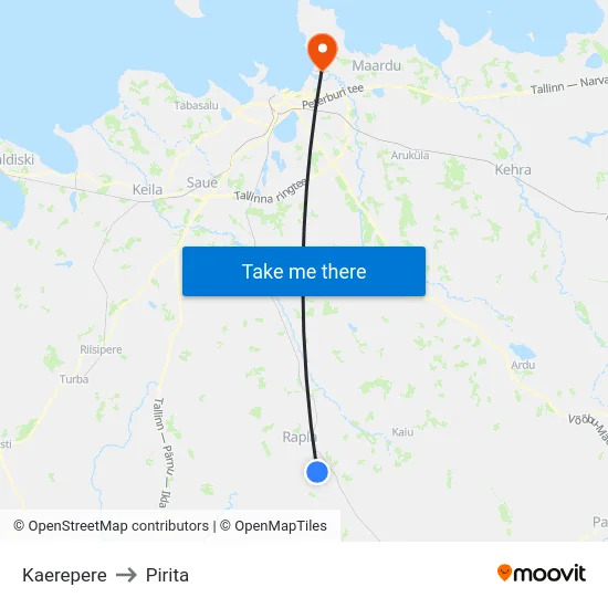 Kaerepere to Pirita map