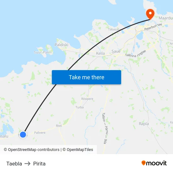 Taebla to Pirita map
