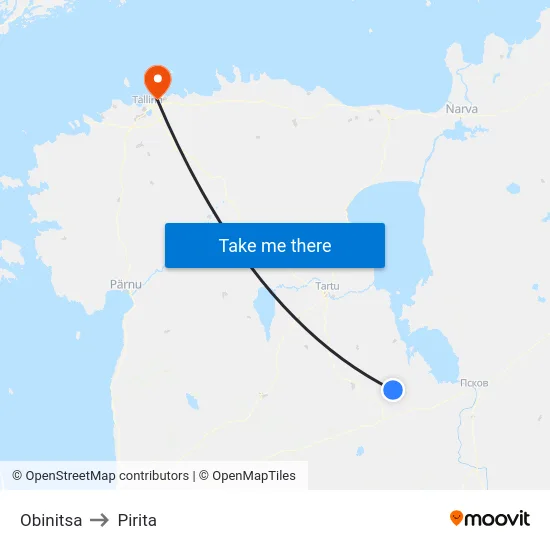 Obinitsa to Pirita map
