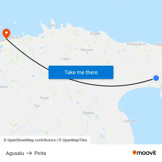 Agusalu to Pirita map