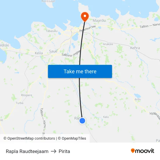 Rapla Raudteejaam to Pirita map