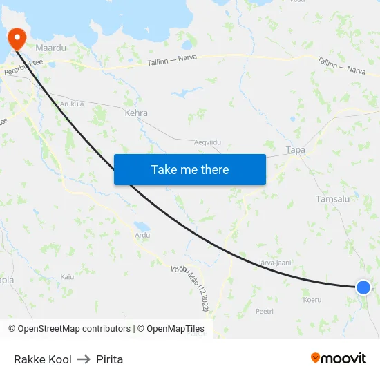 Rakke Kool to Pirita map