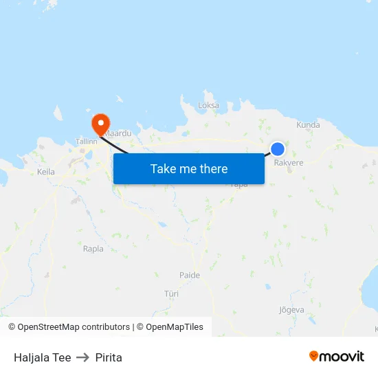 Haljala Tee to Pirita map