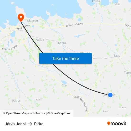 Järva-Jaani to Pirita map