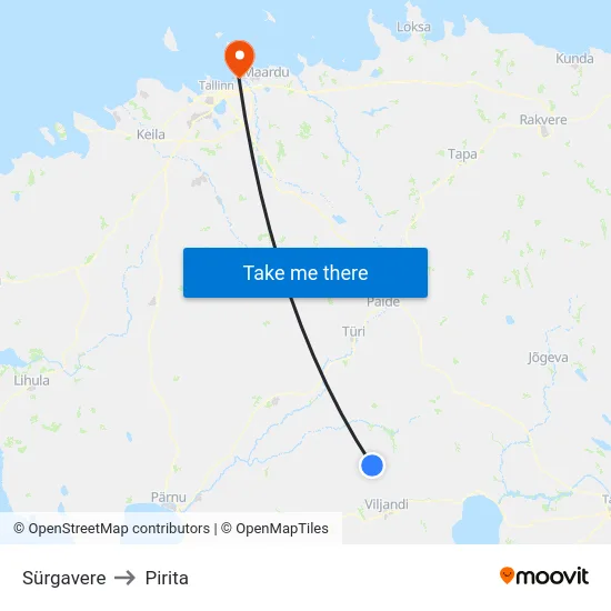 Sürgavere to Pirita map