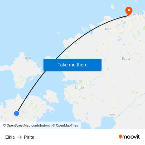 Eikla to Pirita map