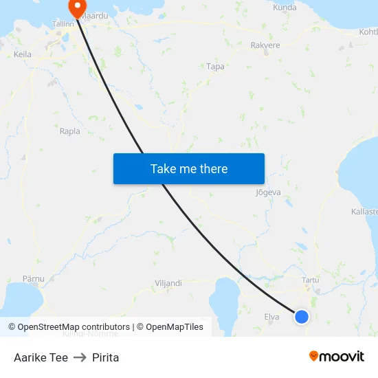 Aarike Tee to Pirita map