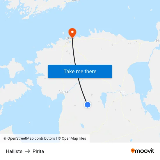 Halliste to Pirita map
