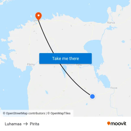 Luhamaa to Pirita map