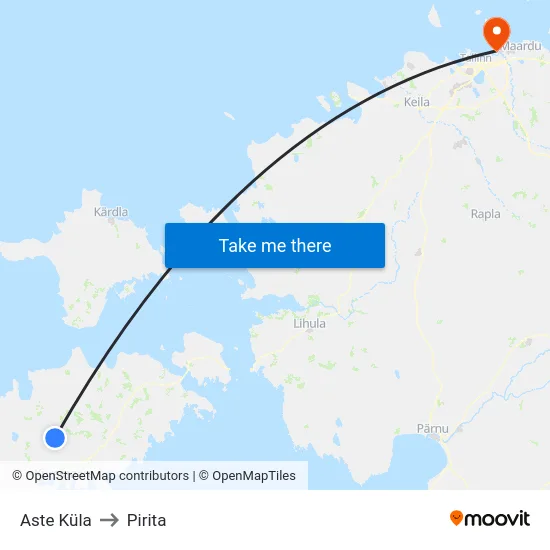 Aste Küla to Pirita map