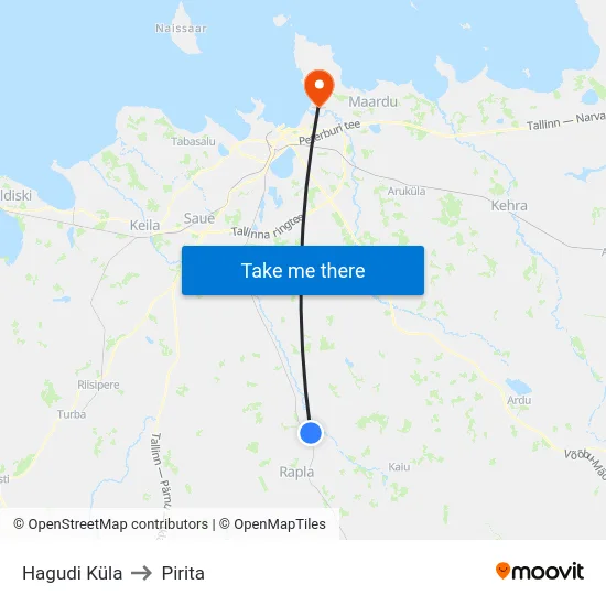 Hagudi Küla to Pirita map