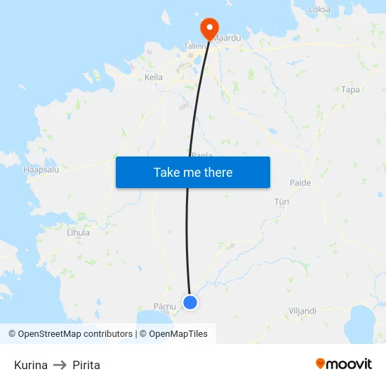 Kurina to Pirita map