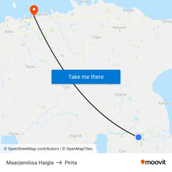 Maarjamõisa Haigla to Pirita map