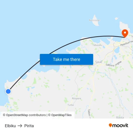 Elbiku to Pirita map