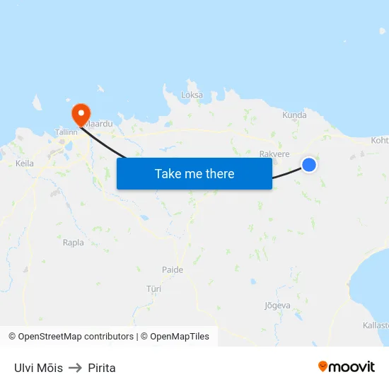Ulvi Mõis to Pirita map