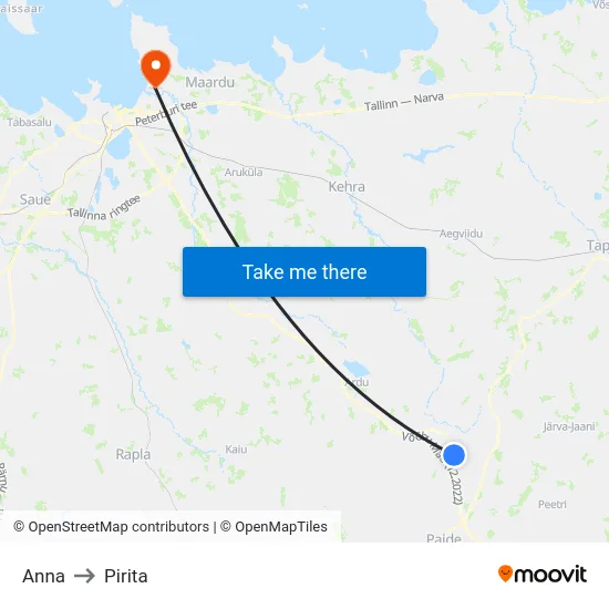 Anna to Pirita map