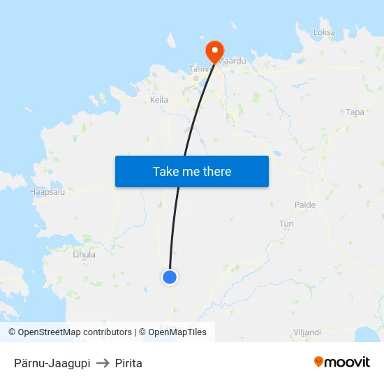 Pärnu-Jaagupi to Pirita map