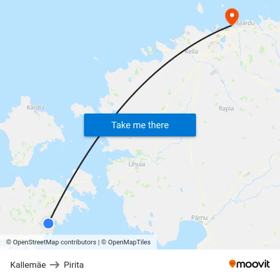 Kallemäe to Pirita map