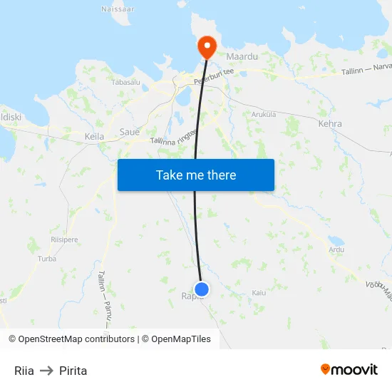Riia to Pirita map