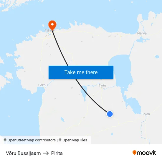 Võru Bussijaam to Pirita map