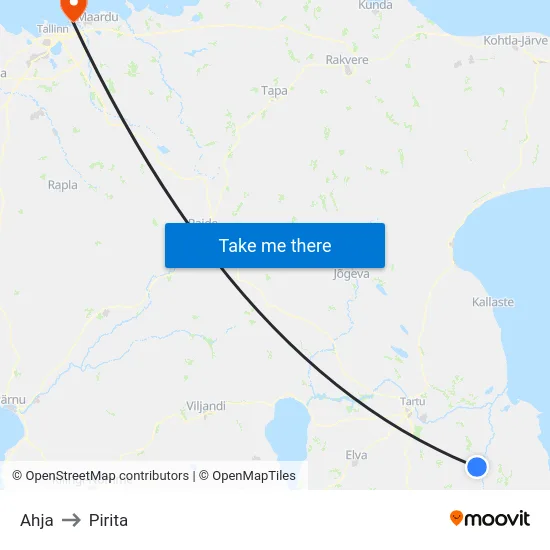 Ahja to Pirita map