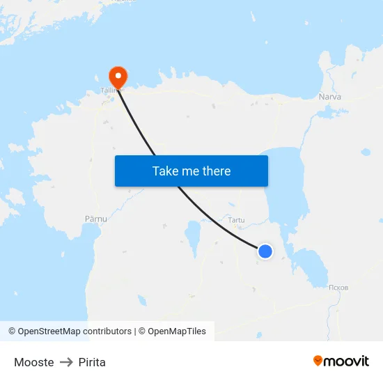 Mooste to Pirita map