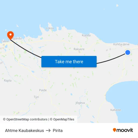 Ahtme Kaubakeskus to Pirita map