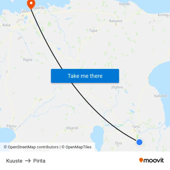Kuuste to Pirita map