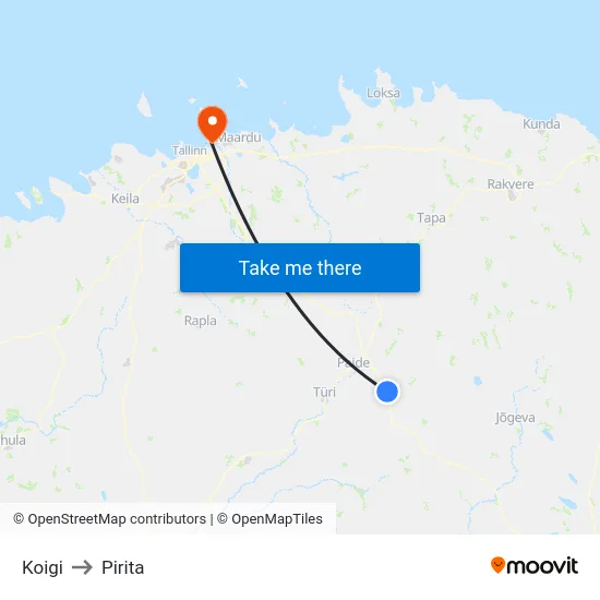 Koigi to Pirita map