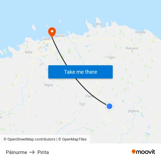 Päinurme to Pirita map
