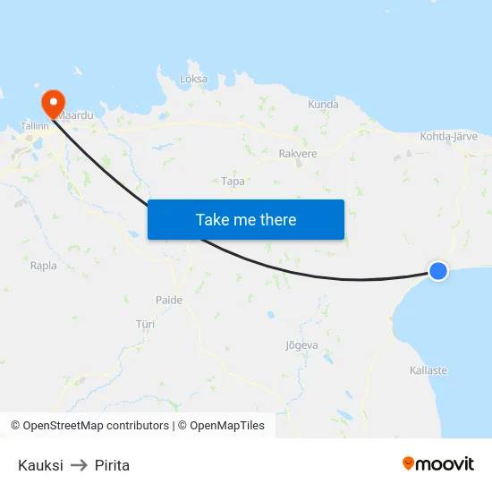 Kauksi to Pirita map