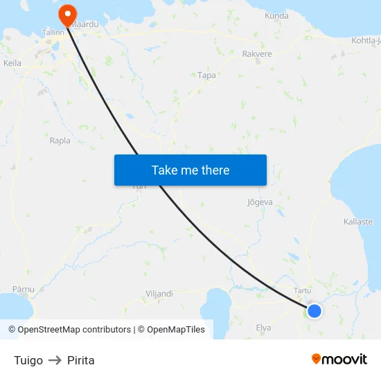Tuigo to Pirita map