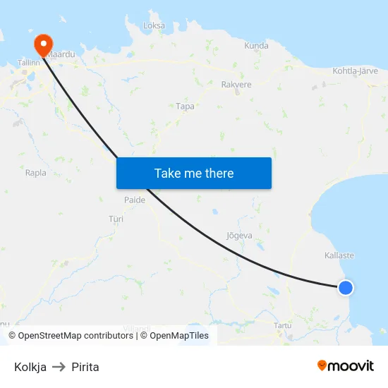 Kolkja to Pirita map