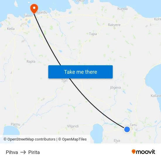 Pihva to Pirita map