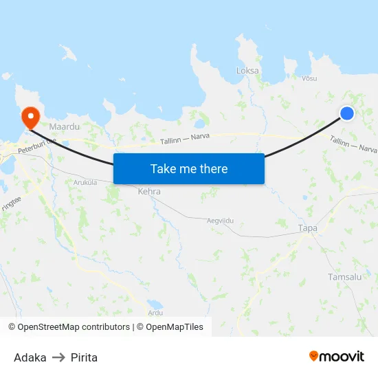 Adaka to Pirita map