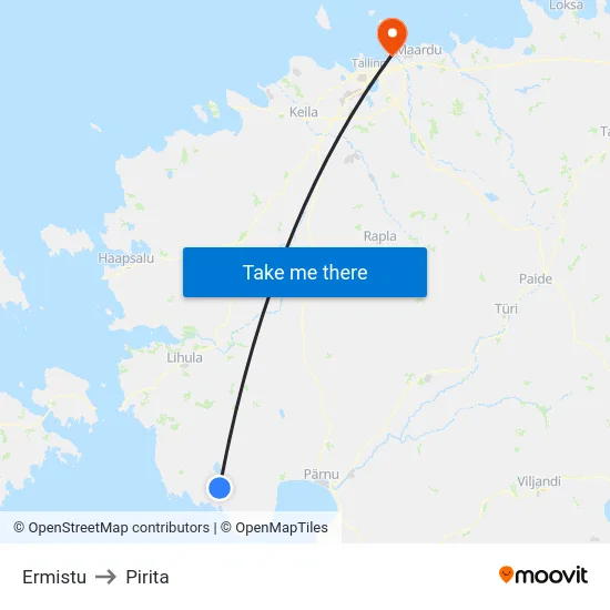 Ermistu to Pirita map
