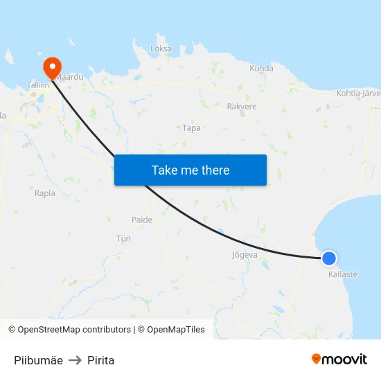 Piibumäe to Pirita map