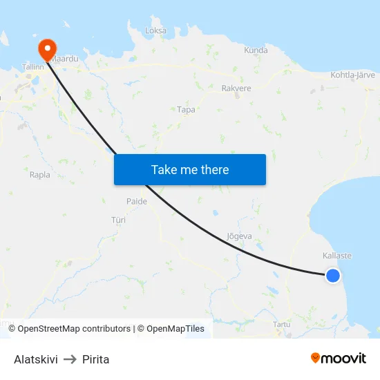 Alatskivi to Pirita map
