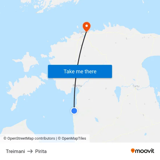 Treimani to Pirita map