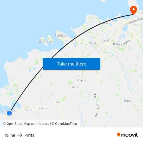 Niine to Pirita map