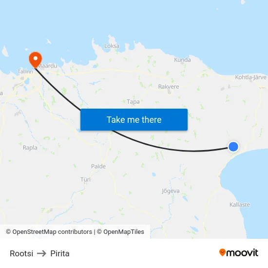 Rootsi to Pirita map