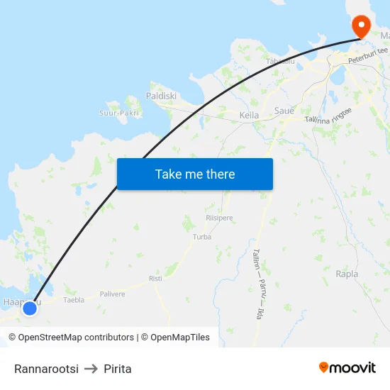 Rannarootsi to Pirita map