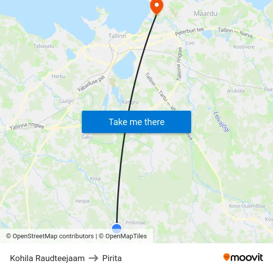 Kohila Raudteejaam to Pirita map