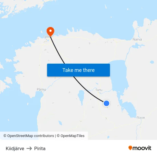 Kiidjärve to Pirita map