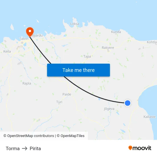 Torma to Pirita map