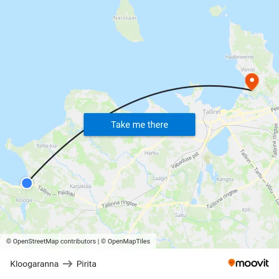 Kloogaranna to Pirita map